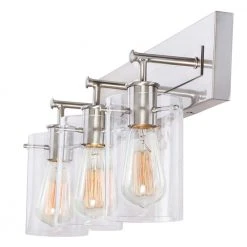 Regan 21 in. 3-Light Brushed Nickel Bathroom Vanity Light with Clear Glass Shades by Hampton Bay -Hampton Bay Sales brushed nickel hampton bay vanity lighting ds19268 76 1000