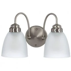Hamilton 2-Light Brushed Nickel Vanity Light with Frosted Glass Shades by Hampton Bay -Hampton Bay Sales brushed nickel hampton bay vanity lighting efg1392a bn 1d 1000