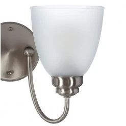 Hamilton 2-Light Brushed Nickel Vanity Light with Frosted Glass Shades by Hampton Bay -Hampton Bay Sales brushed nickel hampton bay vanity lighting efg1392a bn 1f 1000