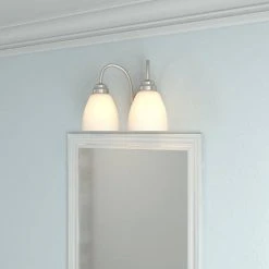 Hamilton 2-Light Brushed Nickel Vanity Light with Frosted Glass Shades by Hampton Bay -Hampton Bay Sales brushed nickel hampton bay vanity lighting efg1392a bn 76 1000