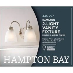 Hamilton 2-Light Brushed Nickel Vanity Light with Frosted Glass Shades by Hampton Bay -Hampton Bay Sales brushed nickel hampton bay vanity lighting efg1392a bn a0 1000