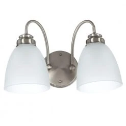 Hamilton 2-Light Brushed Nickel Vanity Light with Frosted Glass Shades by Hampton Bay -Hampton Bay Sales brushed nickel hampton bay vanity lighting efg1392a bn d4 1000