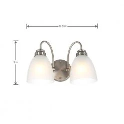 Hamilton 2-Light Brushed Nickel Vanity Light with Frosted Glass Shades by Hampton Bay -Hampton Bay Sales brushed nickel hampton bay vanity lighting efg1392a bn fa 1000