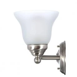 Ashhurst 3-Light Brushed Nickel Classic Traditional Bathroom Vanity Light with Frosted Glass Shades by Hampton Bay -Hampton Bay Sales brushed nickel hampton bay vanity lighting egm1393a 4 bn 4f 1000
