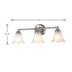 Ashhurst 3-Light Brushed Nickel Classic Traditional Bathroom Vanity Light with Frosted Glass Shades by Hampton Bay -Hampton Bay Sales brushed nickel hampton bay vanity lighting egm1393a 4 bn a0 1000