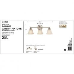 Ashhurst 3-Light Brushed Nickel Classic Traditional Bathroom Vanity Light with Frosted Glass Shades by Hampton Bay -Hampton Bay Sales brushed nickel hampton bay vanity lighting egm1393a 4 bn d4 1000