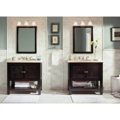 Ashhurst 3-Light Brushed Nickel Classic Traditional Bathroom Vanity Light with Frosted Glass Shades by Hampton Bay -Hampton Bay Sales brushed nickel hampton bay vanity lighting egm1393a 4 bn fa 1000