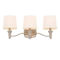 Towne 3-Light Brushed Nickel Vanity Light with White Fabric Shades by Hampton Bay -Hampton Bay Sales brushed nickel hampton bay vanity lighting ew1302sba 1d 1000