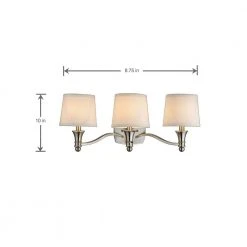 Towne 3-Light Brushed Nickel Vanity Light with White Fabric Shades by Hampton Bay -Hampton Bay Sales brushed nickel hampton bay vanity lighting ew1302sba 44 1000