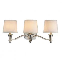 Towne 3-Light Brushed Nickel Vanity Light with White Fabric Shades by Hampton Bay