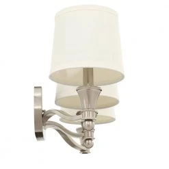 Towne 3-Light Brushed Nickel Vanity Light with White Fabric Shades by Hampton Bay -Hampton Bay Sales brushed nickel hampton bay vanity lighting ew1302sba a0 1000