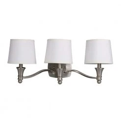 Towne 3-Light Brushed Nickel Vanity Light with White Fabric Shades by Hampton Bay -Hampton Bay Sales brushed nickel hampton bay vanity lighting ew1302sba c3 1000