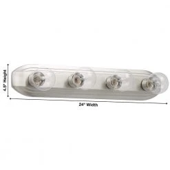 Raceway 24 in. 4-Light Brushed Nickel Retro Bathroom Vanity Light by Hampton Bay -Hampton Bay Sales brushed nickel hampton bay vanity lighting hb2051 35 40 1000