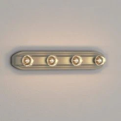 Raceway 24 in. 4-Light Brushed Nickel Retro Bathroom Vanity Light by Hampton Bay -Hampton Bay Sales brushed nickel hampton bay vanity lighting hb2051 35 4f 1000