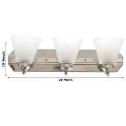 Tavish 24 in. 3-Light Brushed Nickel Classic Bathroom Vanity Light with Frosted Shades by Hampton Bay 12 Tavish 24 in. 3-Light Brushed Nickel Classic Bathroom Vanity Light with Frosted Shades by Hampton Bay -Hampton Bay Sales brushed nickel hampton bay vanity lighting hb2076 35 a0 1000