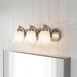Tavish 24 in. 3-Light Brushed Nickel Classic Bathroom Vanity Light with Frosted Shades by Hampton Bay 16 Tavish 24 in. 3-Light Brushed Nickel Classic Bathroom Vanity Light with Frosted Shades by Hampton Bay -Hampton Bay Sales brushed nickel hampton bay vanity lighting hb2076 35 c3 1000