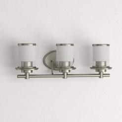 Truitt 23.25 in. 3-Light Brushed Nickel Transitional Bathroom Vanity Light with Frosted and Clear Edge Glass Shades by Hampton Bay -Hampton Bay Sales brushed nickel hampton bay vanity lighting hb2577 35 4f 1000