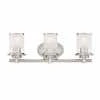 Truitt 23.25 in. 3-Light Brushed Nickel Transitional Bathroom Vanity Light with Frosted and Clear Edge Glass Shades by Hampton Bay