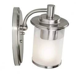 Truitt 5 in. 1-Light Brushed Nickel Transitional Wall Mount Sconce Light with Frosted and Clear Edge Glass Shade by Hampton Bay 14 Truitt 5 in. 1-Light Brushed Nickel Transitional Wall Mount Sconce Light with Frosted and Clear Edge Glass Shade by Hampton Bay -Hampton Bay Sales brushed nickel hampton bay vanity lighting hb2594 35 66 1000
