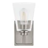 Wakefield 5.25 in. 1-Light Brushed Nickel Modern Wall Mount Sconce Light with Clear Glass Shade by Hampton Bay