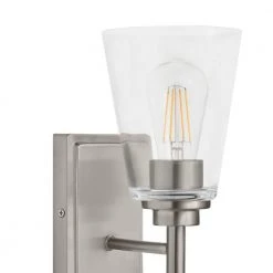 Wakefield 5.25 in. 1-Light Brushed Nickel Modern Wall Mount Sconce Light with Clear Glass Shade by Hampton Bay -Hampton Bay Sales brushed nickel hampton bay vanity lighting hb3679 35 a0 1000
