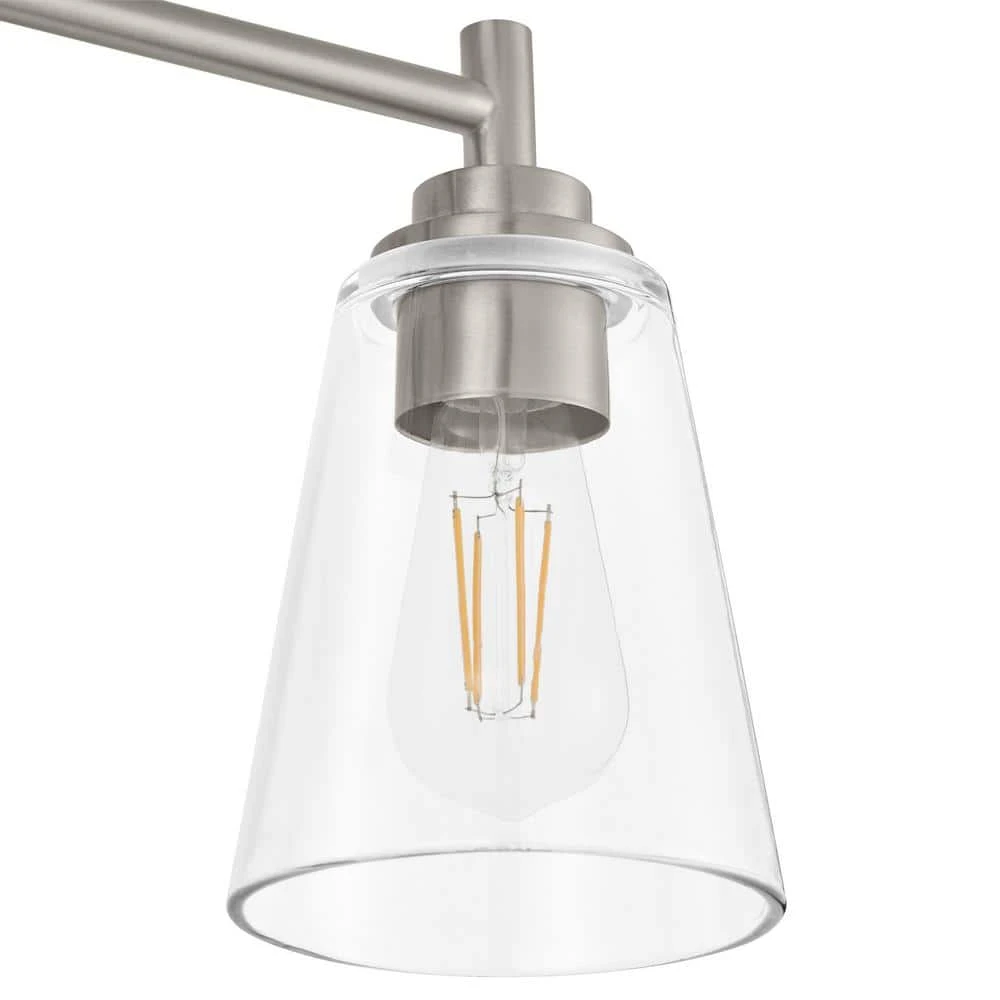 Wakefield 22 in. 3-Light Brushed Nickel Modern Wall Mount Sconce Light with Clear Glass Shades by Hampton Bay 5 Wakefield 22 in. 3-Light Brushed Nickel Modern Wall Mount Sconce Light with Clear Glass Shades by Hampton Bay - Image 5