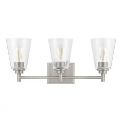 Wakefield 22 in. 3-Light Brushed Nickel Modern Wall Mount Sconce Light with Clear Glass Shades by Hampton Bay 25 Wakefield 22 in. 3-Light Brushed Nickel Modern Wall Mount Sconce Light with Clear Glass Shades by Hampton Bay -Hampton Bay Sales brushed nickel hampton bay vanity lighting hb3681 35 31 1000