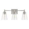 Wakefield 22 in. 3-Light Brushed Nickel Modern Wall Mount Sconce Light with Clear Glass Shades by Hampton Bay
