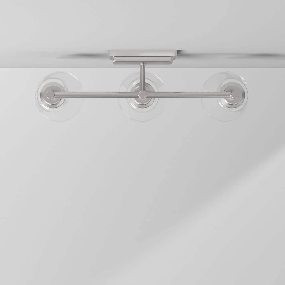 Wakefield 22 in. 3-Light Brushed Nickel Modern Wall Mount Sconce Light with Clear Glass Shades by Hampton Bay 12 Wakefield 22 in. 3-Light Brushed Nickel Modern Wall Mount Sconce Light with Clear Glass Shades by Hampton Bay - Image 12