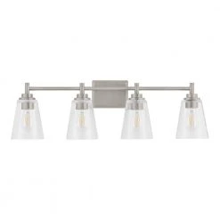 Wakefield 31 in. 4-Light Brushed Nickel Wall Mount Sconce Light with Clear Glass Shades by Hampton Bay -Hampton Bay Sales brushed nickel hampton bay vanity lighting hb3682 35 31 1000