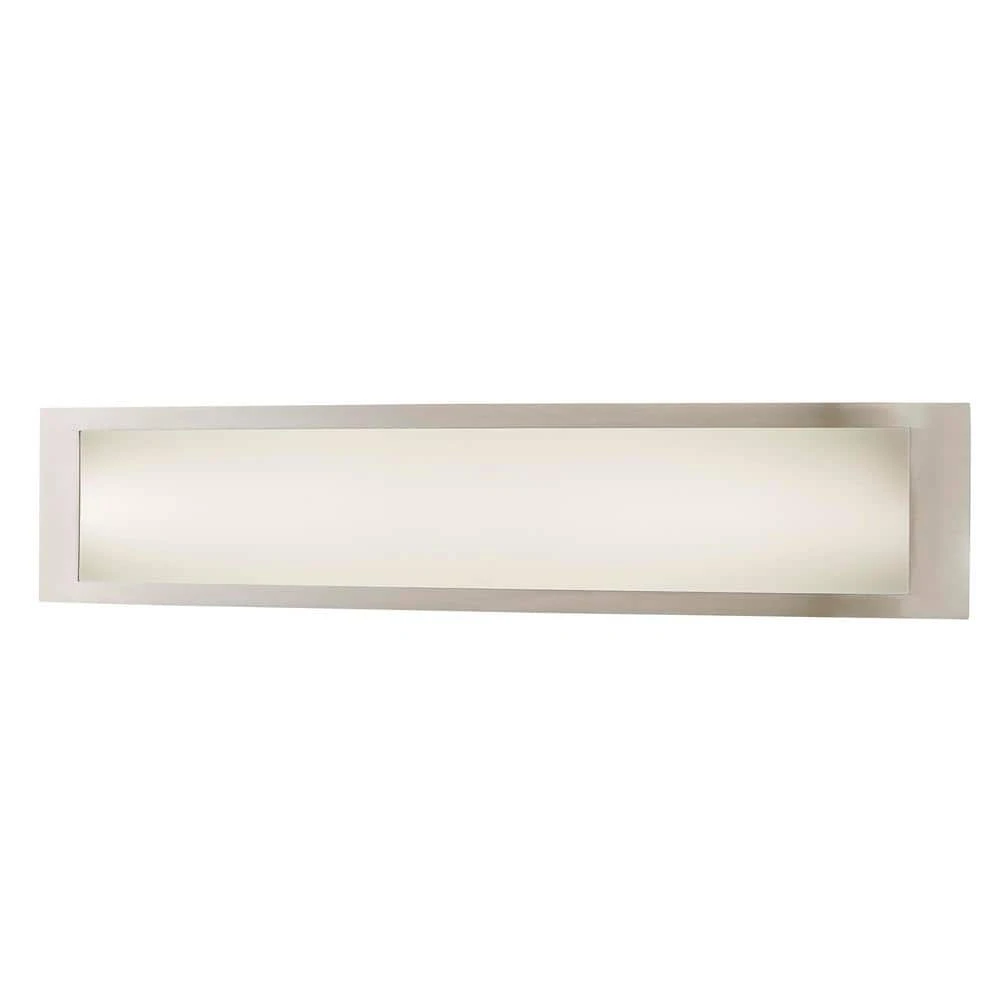 Woodbury 24.6 in. 1-Light Brushed Nickel Integrated LED Bathroom Vanity Light Bar with Frosted Acrylic Shade by Hampton Bay 1 Woodbury 24.6 in. 1-Light Brushed Nickel Integrated LED Bathroom Vanity Light Bar with Frosted Acrylic Shade by Hampton Bay