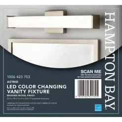 Astrid 24 in. Brushed Nickel 5-CCT LED Bathroom Vanity Light Bar with Frosted Glass by Hampton Bay -Hampton Bay Sales brushed nickel hampton bay vanity lighting kpu1301lx 04 bn 1f 1000