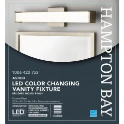 Astrid 24 in. Brushed Nickel 5-CCT LED Bathroom Vanity Light Bar with Frosted Glass by Hampton Bay -Hampton Bay Sales brushed nickel hampton bay vanity lighting kpu1301lx 04 bn 4f 1000