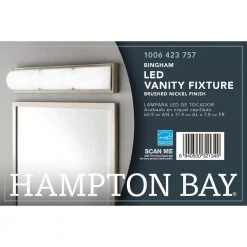 Bingham 24.02 in. 1-Light Brushed Nickel Integrated LED Bathroom Vanity Light Bar with Frosted Acrylic Shade by Hampton Bay 17 Bingham 24.02 in. 1-Light Brushed Nickel Integrated LED Bathroom Vanity Light Bar with Frosted Acrylic Shade by Hampton Bay -Hampton Bay Sales brushed nickel hampton bay vanity lighting kqs1303lx 02 1f 1000