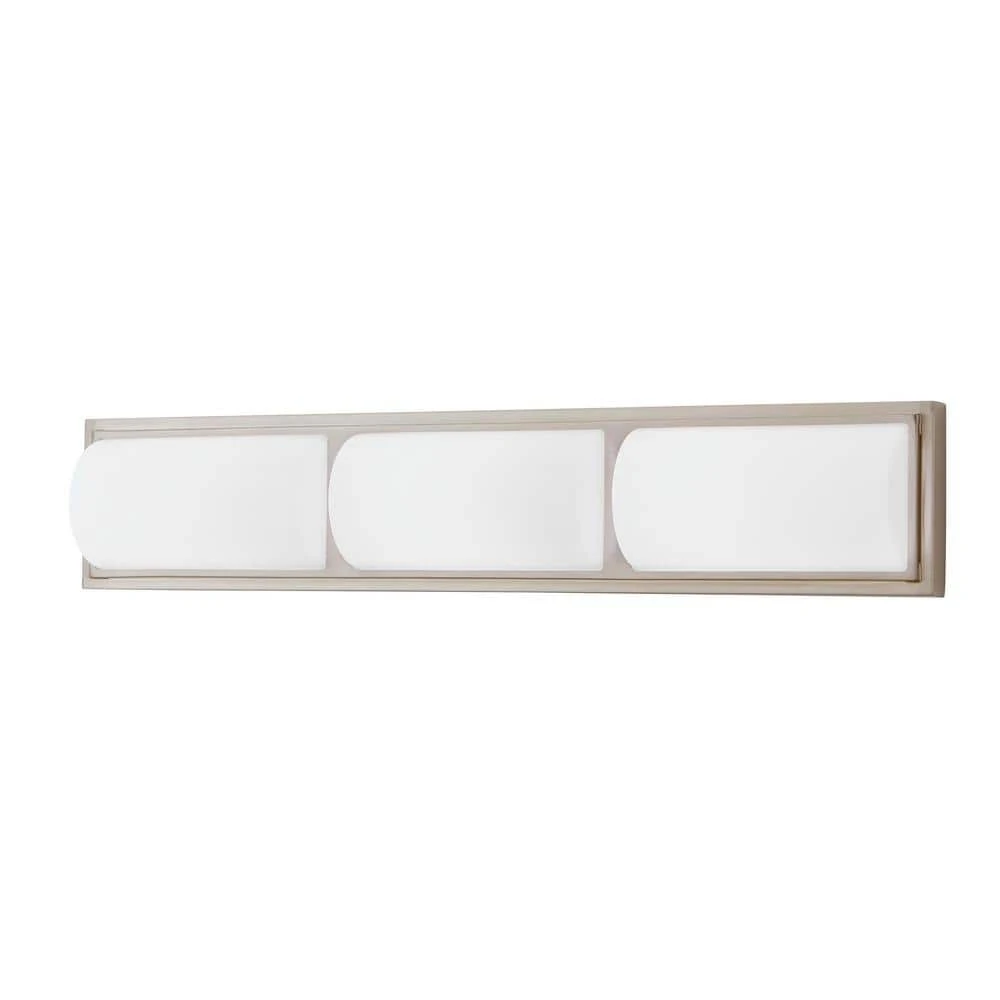 Bingham 24.02 in. 1-Light Brushed Nickel Integrated LED Bathroom Vanity Light Bar with Frosted Acrylic Shade by Hampton Bay 1 Bingham 24.02 in. 1-Light Brushed Nickel Integrated LED Bathroom Vanity Light Bar with Frosted Acrylic Shade by Hampton Bay