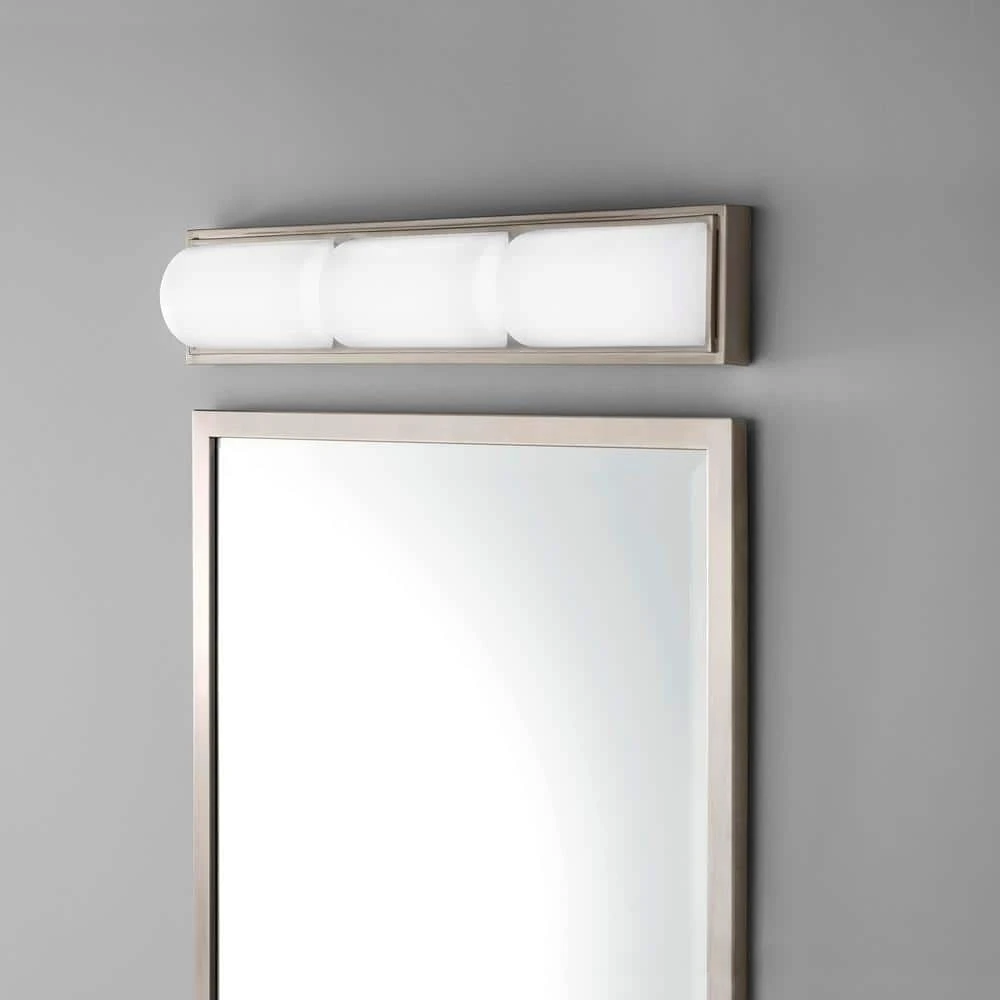 Bingham 24.02 in. 1-Light Brushed Nickel Integrated LED Bathroom Vanity Light Bar with Frosted Acrylic Shade by Hampton Bay 2 Bingham 24.02 in. 1-Light Brushed Nickel Integrated LED Bathroom Vanity Light Bar with Frosted Acrylic Shade by Hampton Bay - Image 2