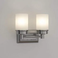 Cade 2-Light Brushed Nickel Bathroom Vanity Light Fixture with Frosted Glass Shades by Hampton Bay -Hampton Bay Sales brushed nickel hampton bay vanity lighting nb23307 40 1000