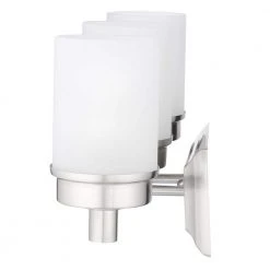 Cade 3-Light 20.25 in. Brushed Nickel Transitional Hardwired Bathroom Vanity Light with Frosted Glass Shades by Hampton Bay -Hampton Bay Sales brushed nickel hampton bay vanity lighting nb33307 1d 1000