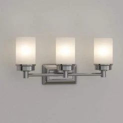 Cade 3-Light 20.25 in. Brushed Nickel Transitional Hardwired Bathroom Vanity Light with Frosted Glass Shades by Hampton Bay -Hampton Bay Sales brushed nickel hampton bay vanity lighting nb33307 66 1000