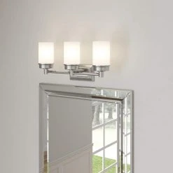 Cade 3-Light 20.25 in. Brushed Nickel Transitional Hardwired Bathroom Vanity Light with Frosted Glass Shades by Hampton Bay -Hampton Bay Sales brushed nickel hampton bay vanity lighting nb33307 d4 1000