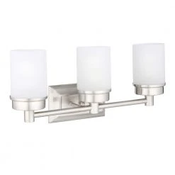 Cade 3-Light 20.25 in. Brushed Nickel Transitional Hardwired Bathroom Vanity Light with Frosted Glass Shades by Hampton Bay -Hampton Bay Sales brushed nickel hampton bay vanity lighting nb33307 fa 1000