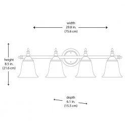 Olgelthorpe 4-Light Brushed Nickel Bathroom Vanity Light Fixture with Bell Shaped Frosted Glass Shades by Hampton Bay -Hampton Bay Sales brushed nickel hampton bay vanity lighting nb49302 77 1000