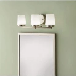 Jackson Park 22 in. 3-Light Brushed Nickel Integrated LED Bathroom Vanity Light Bar with Frosted Glass by Hampton Bay -Hampton Bay Sales brushed nickel hampton bay vanity lighting sma030ektdg18d 4f 1000