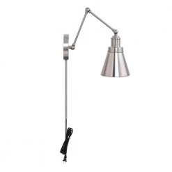 1-Light Brushed Nickel Plug-In/Hardwired Swing Arm Wall Lamp with 6 ft. Fabric Cord by Hampton Bay -Hampton Bay Sales brushed nickel hampton bay wall lamps ew11475sba a 4f 1000