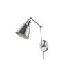 1-Light Brushed Nickel Plug-In/Hardwired Swing Arm Wall Lamp with 6 ft. Fabric Cord by Hampton Bay