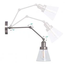 1-Light Brushed Nickel Plug-In/Hardwired Swing Arm Wall Lamp with 6 ft. Fabric Cord and Clear Glass Shade by Hampton Bay -Hampton Bay Sales brushed nickel hampton bay wall lamps ew11475sba c 44 1000