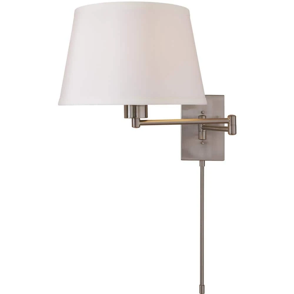 5.9 in. Hutchinson 1-Light Brushed Nickel Modern Wall Mount Swing Arm Sconce Light with White Fabric Shade by Hampton Bay 5 5.9 in. Hutchinson 1-Light Brushed Nickel Modern Wall Mount Swing Arm Sconce Light with White Fabric Shade by Hampton Bay - Image 5