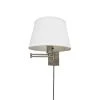 5.9 in. Hutchinson 1-Light Brushed Nickel Modern Wall Mount Swing Arm Sconce Light with White Fabric Shade by Hampton Bay