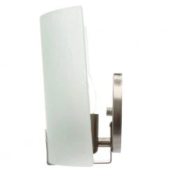 Obsidian 1-Light Brushed Nickel Sconce with Frosted Glass Shade by Hampton Bay -Hampton Bay Sales brushed nickel hampton bay wall sconces emc8451a 5 1d 1000