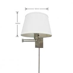 12.5 in. 1 Light Brushed Nickel Transitional Swing Arm Wall Mount Sconce Light with White Fabric Shade (2-pack) by Hampton Bay -Hampton Bay Sales brushed nickel hampton bay wall sconces hbp609 35 2 4f 1000